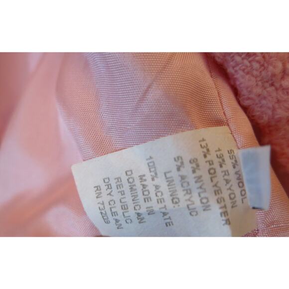 Marvin Richards Wool Short Teddy Jacket Size 4P Pink Black Cozy Retro Vintage - Picture 12 of 12